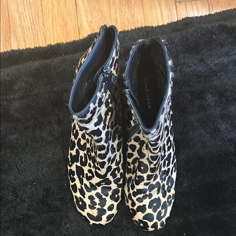 Cole Haan Boots Chetah Print Size 7.5 Block Heel.
